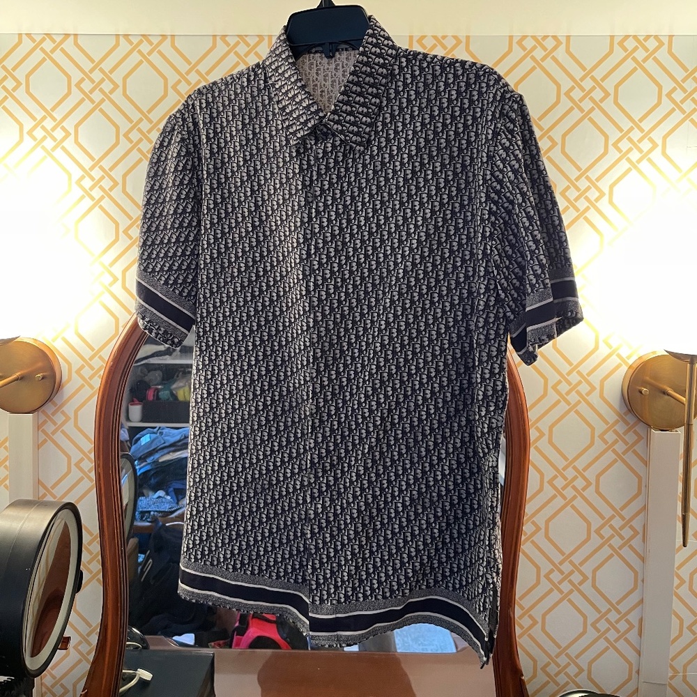 DIOR MEN Short-Sleeve "Obliqué" Shirt